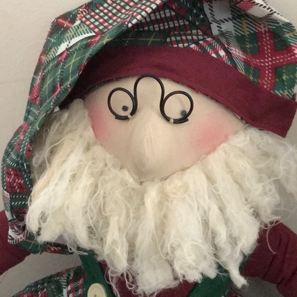 Plush plushy Tartin Plaid Santa Draft Chill Cold Air Door Doll Overly Raker USA - Picture 2 of 7